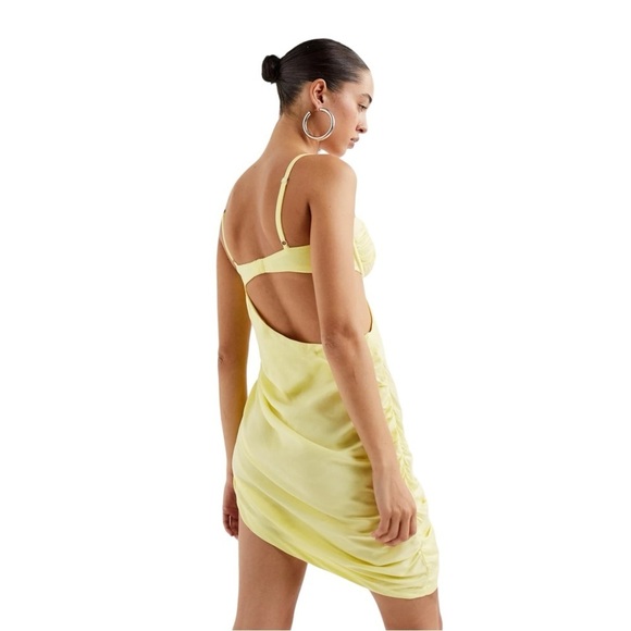 For Love & Lemons Yellow Ruched Rana Mini Dress US S - Picture 3 of 12